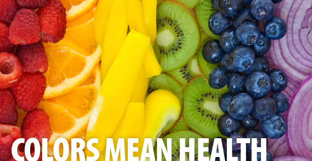 Colors Mean Health — rainbow arrangement of colorful fresh produce